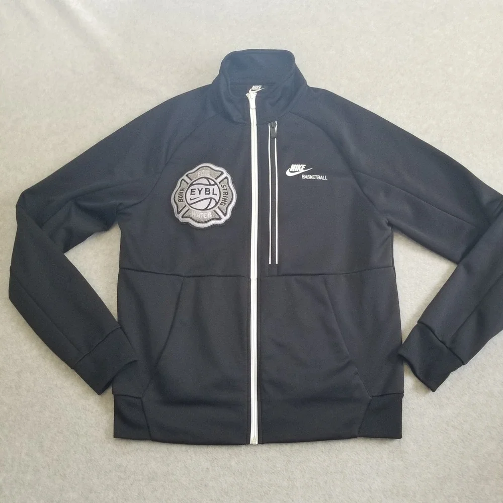 Nike Track Jacket Mens Medium Black EYBL Basketball 2021 Burn String Water Boil